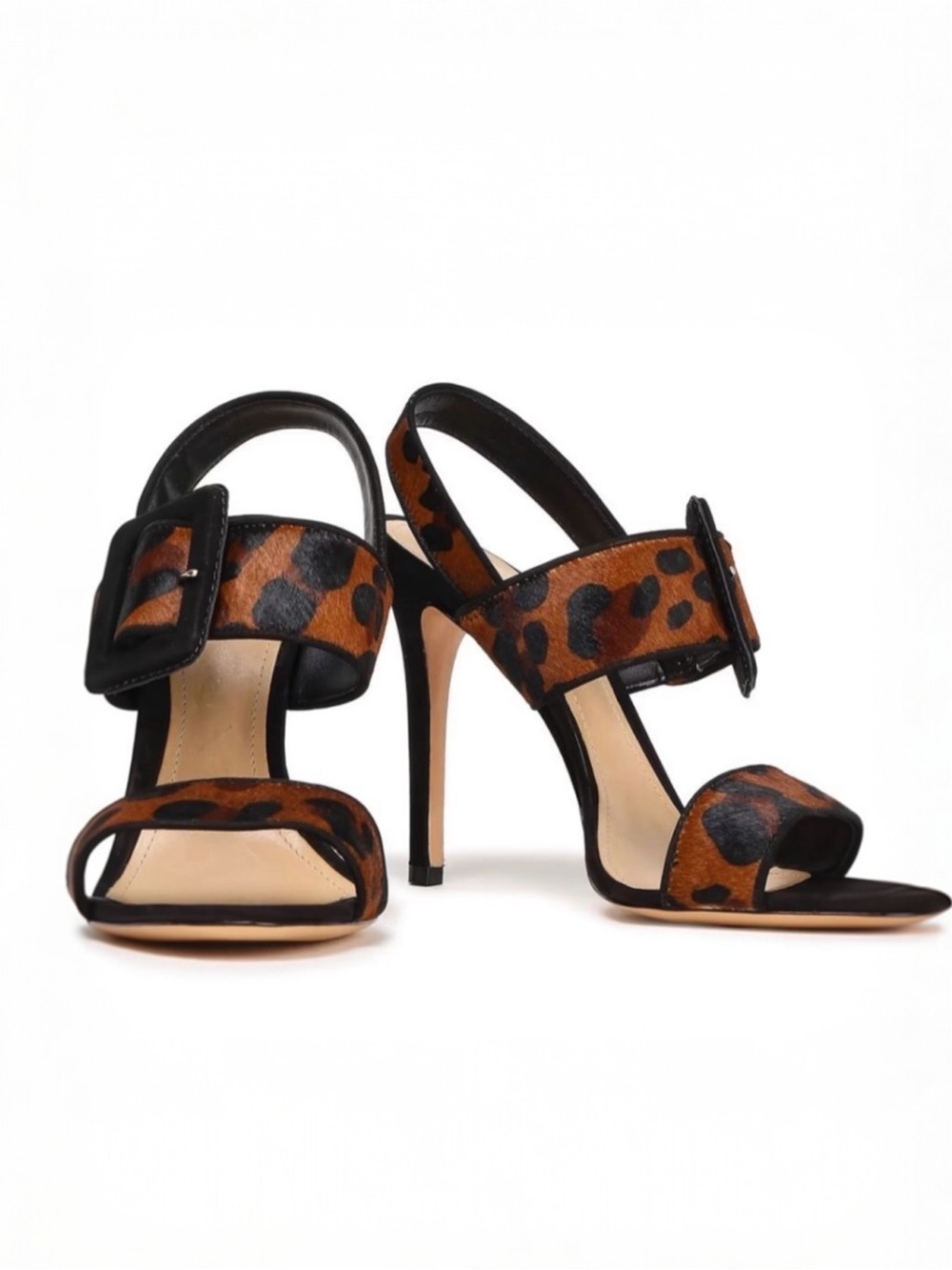 SCHUTZ ‎ Woman's Suede-trimmed leopard-print calf hair sandals